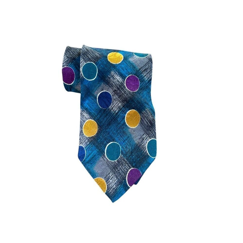Men's Italian 100% Silk Vintage Jewel Tone Polka Dot Tie